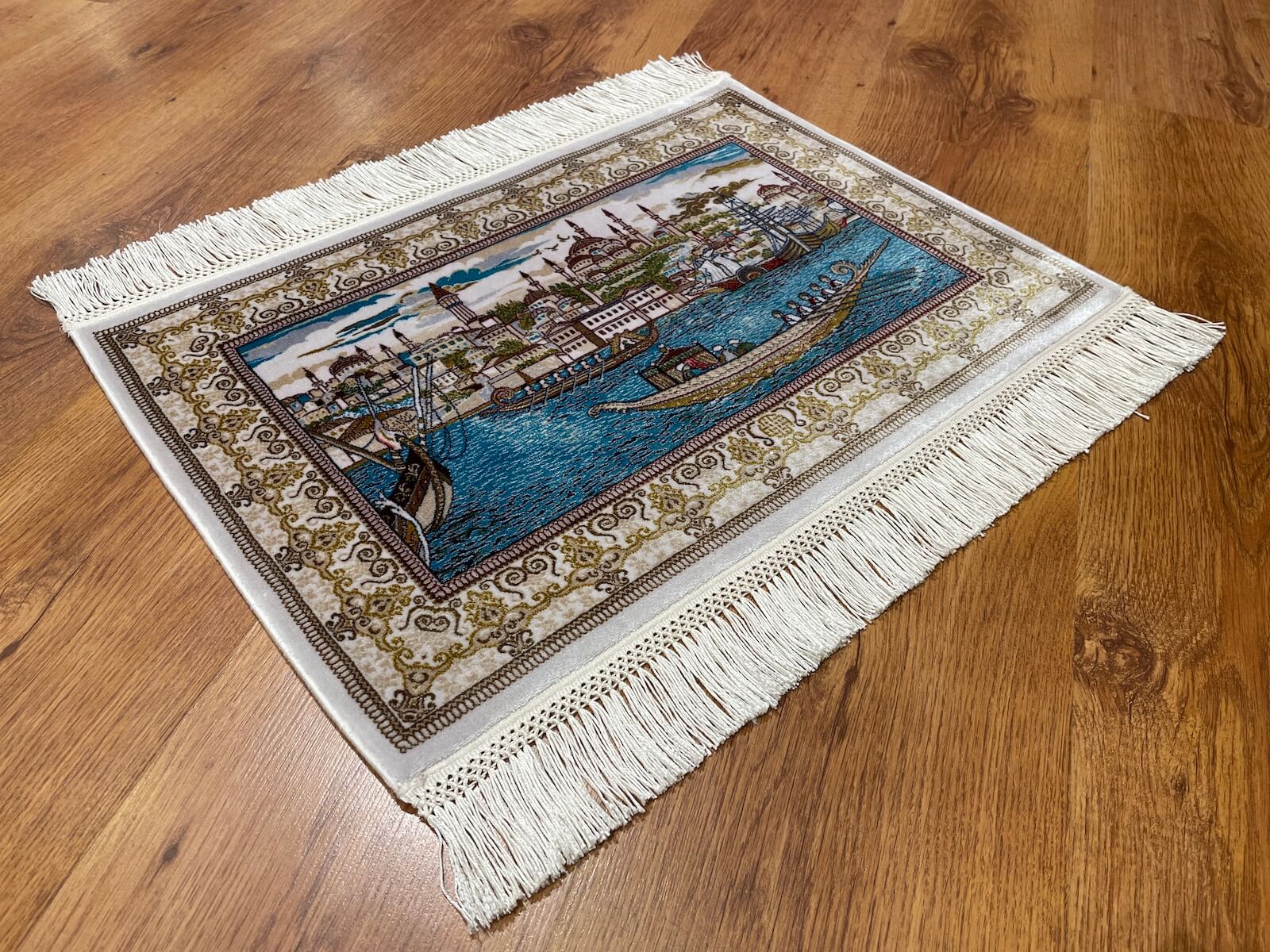 Saltanat Kayığı Desenli Tablo Bambu Halı