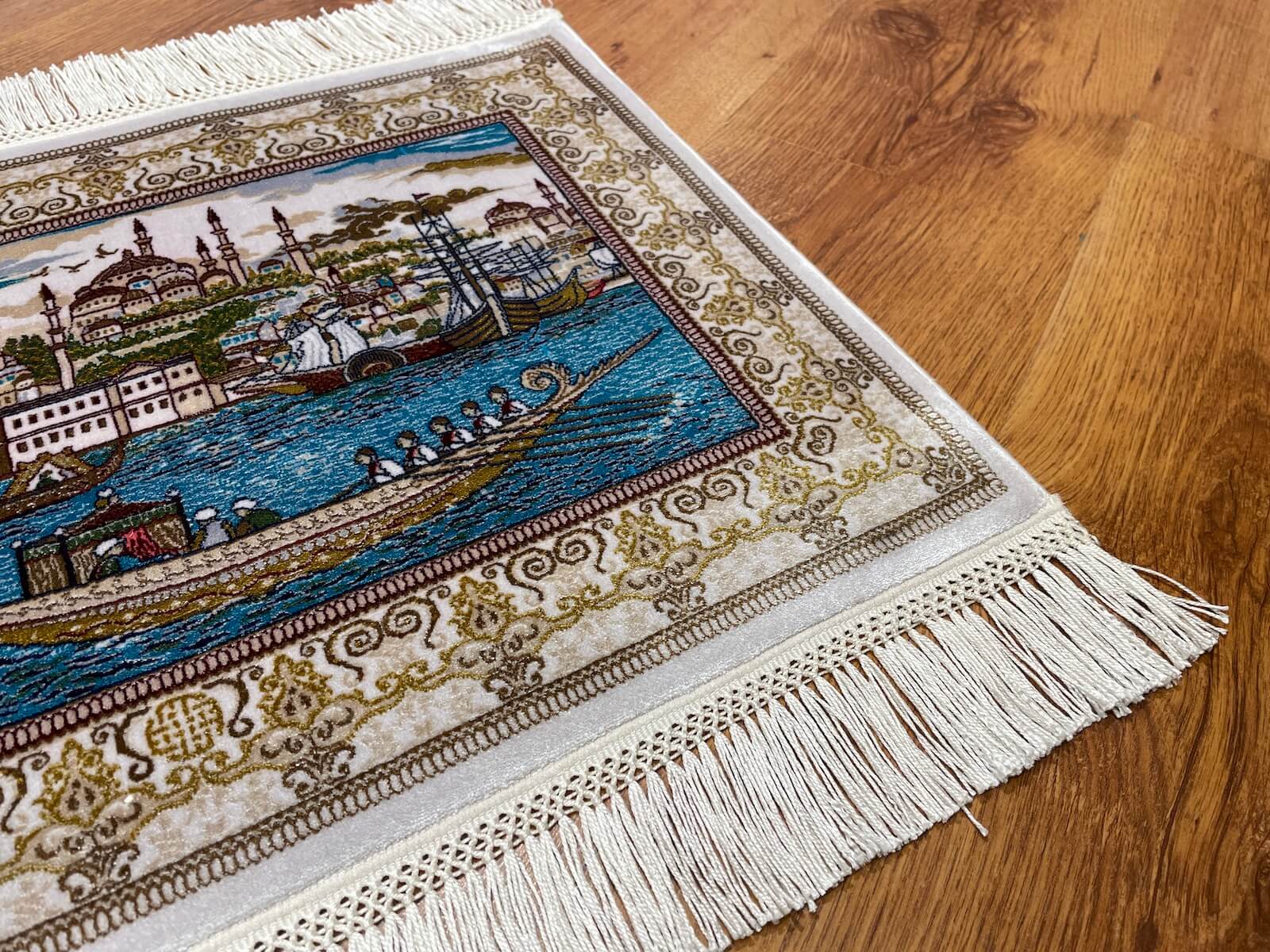 Saltanat Kayığı Desenli Tablo Bambu Halı