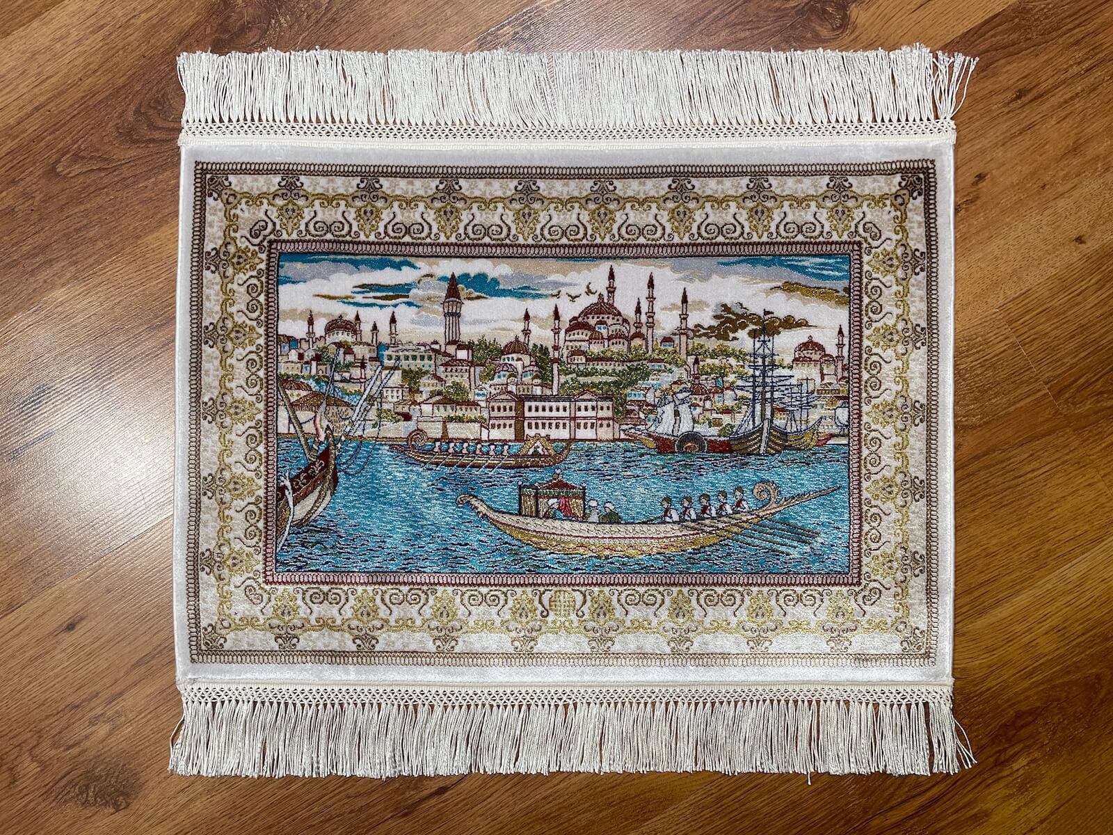 Saltanat Kayığı Desenli Tablo Bambu Halı