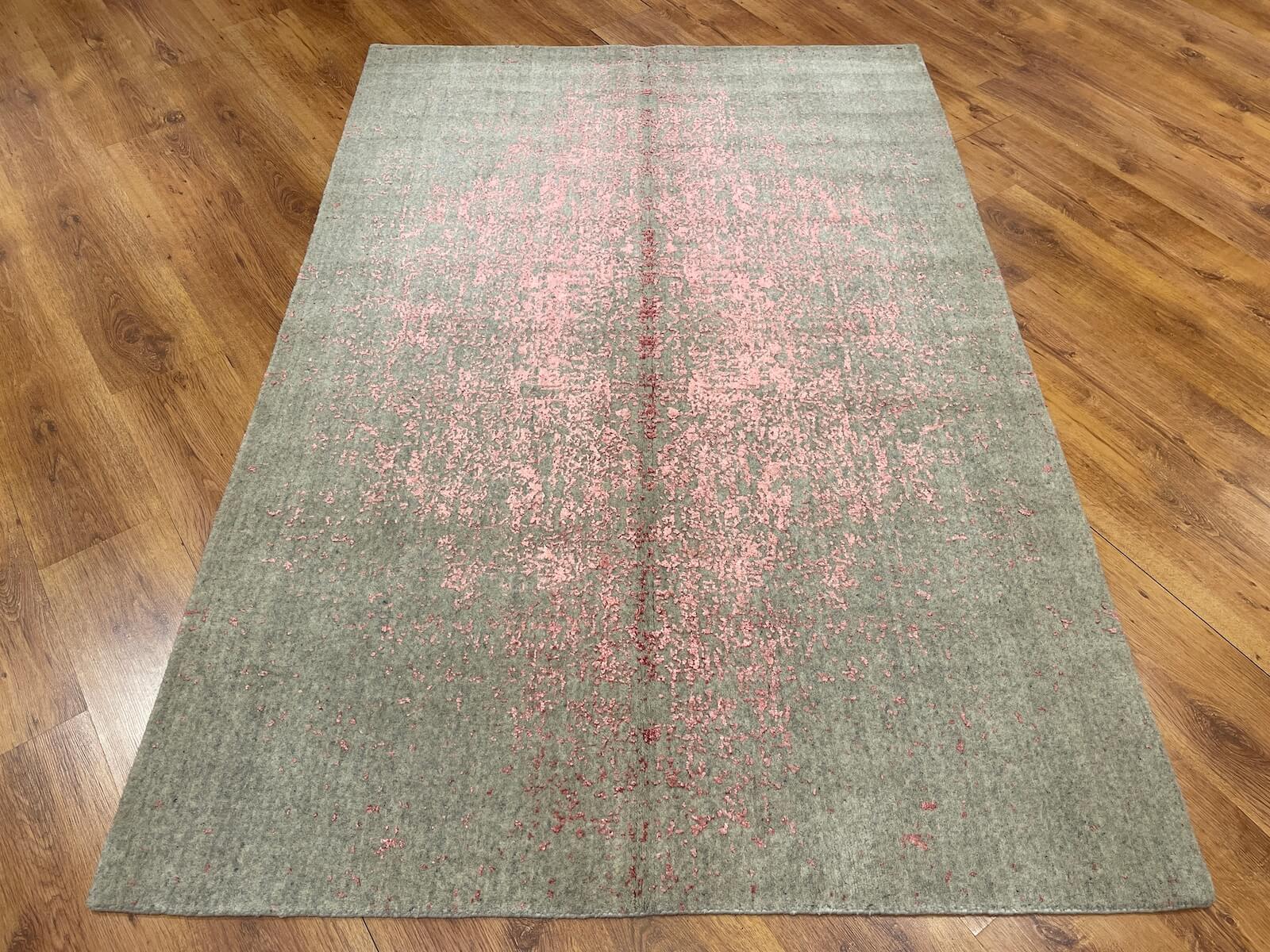 Lori El Dokuma Gri Pembe Yün Halı