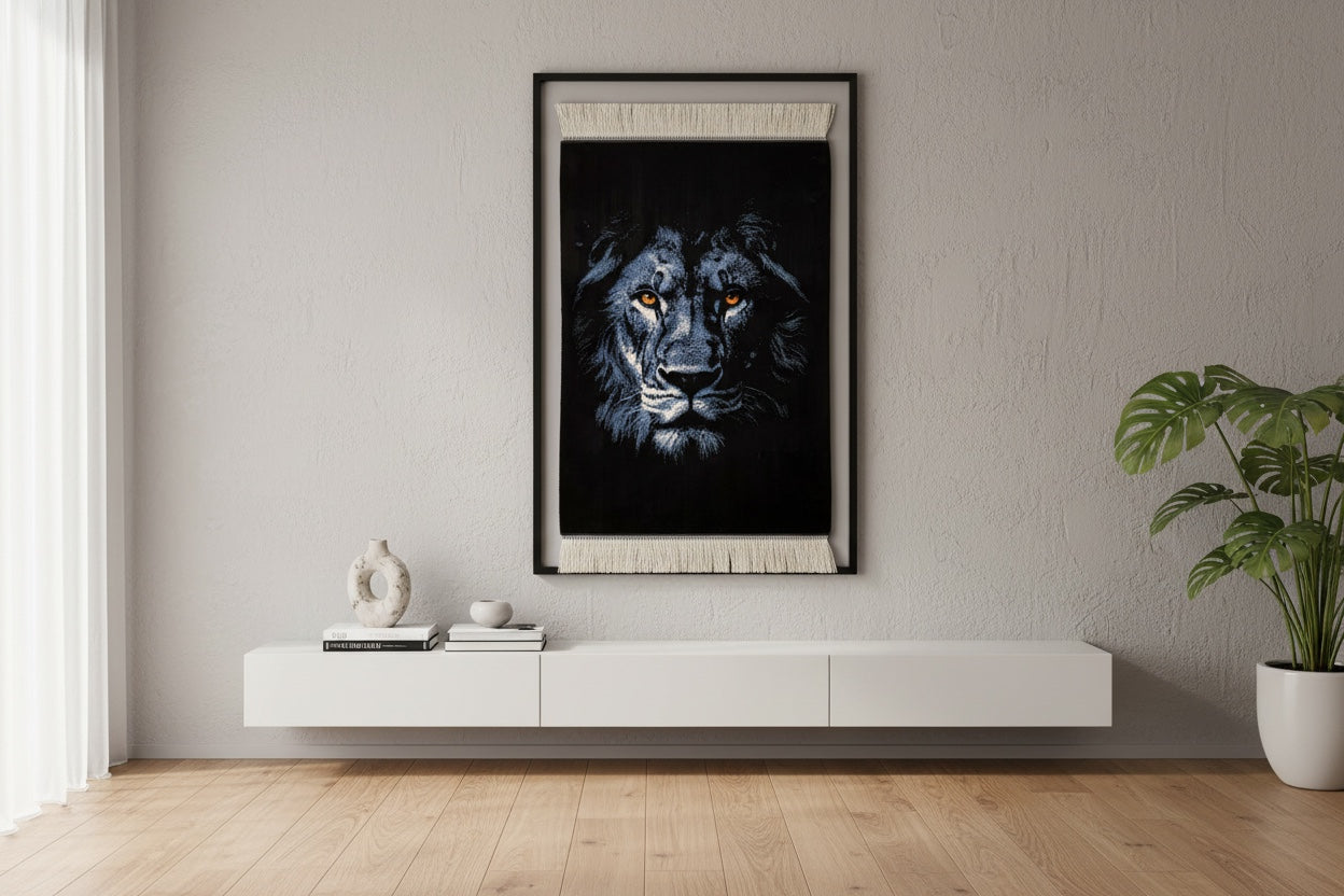 Aslan Desenli Tablo Bambu Halı