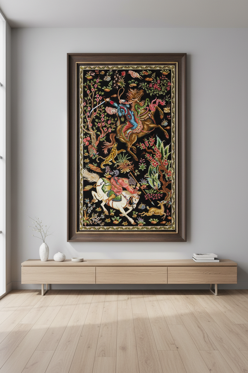 Av Temalı Tablo Bambu Halı