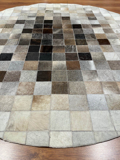 Patchwork Yuvarlak Orijinal Deri Halı