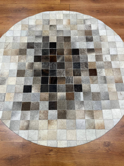 Patchwork Yuvarlak Orijinal Deri Halı