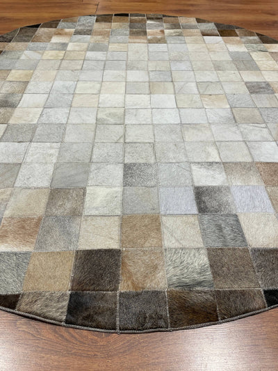 Patchwork Yuvarlak Orijinal Deri Halı