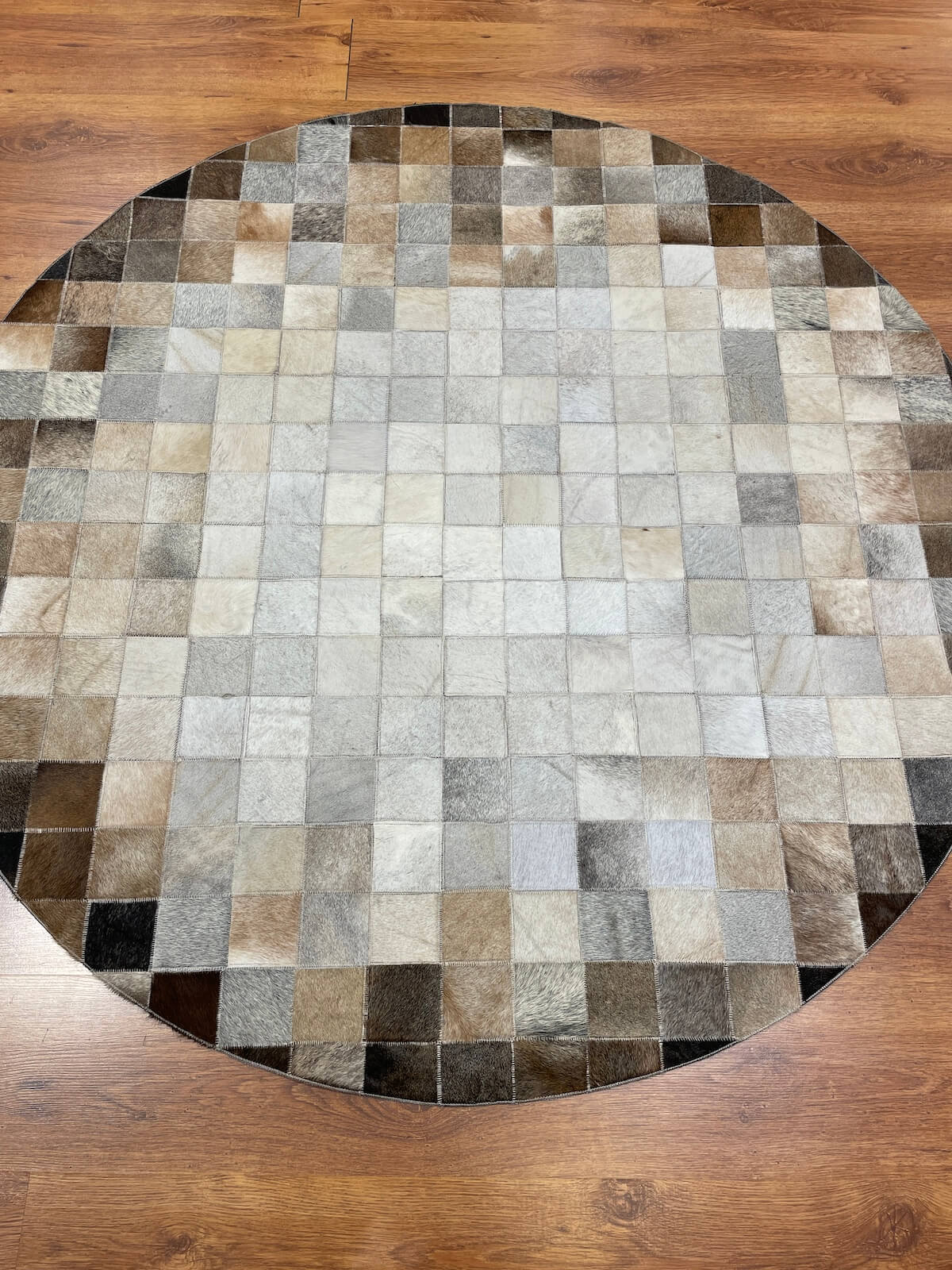 Patchwork Yuvarlak Orijinal Deri Halı