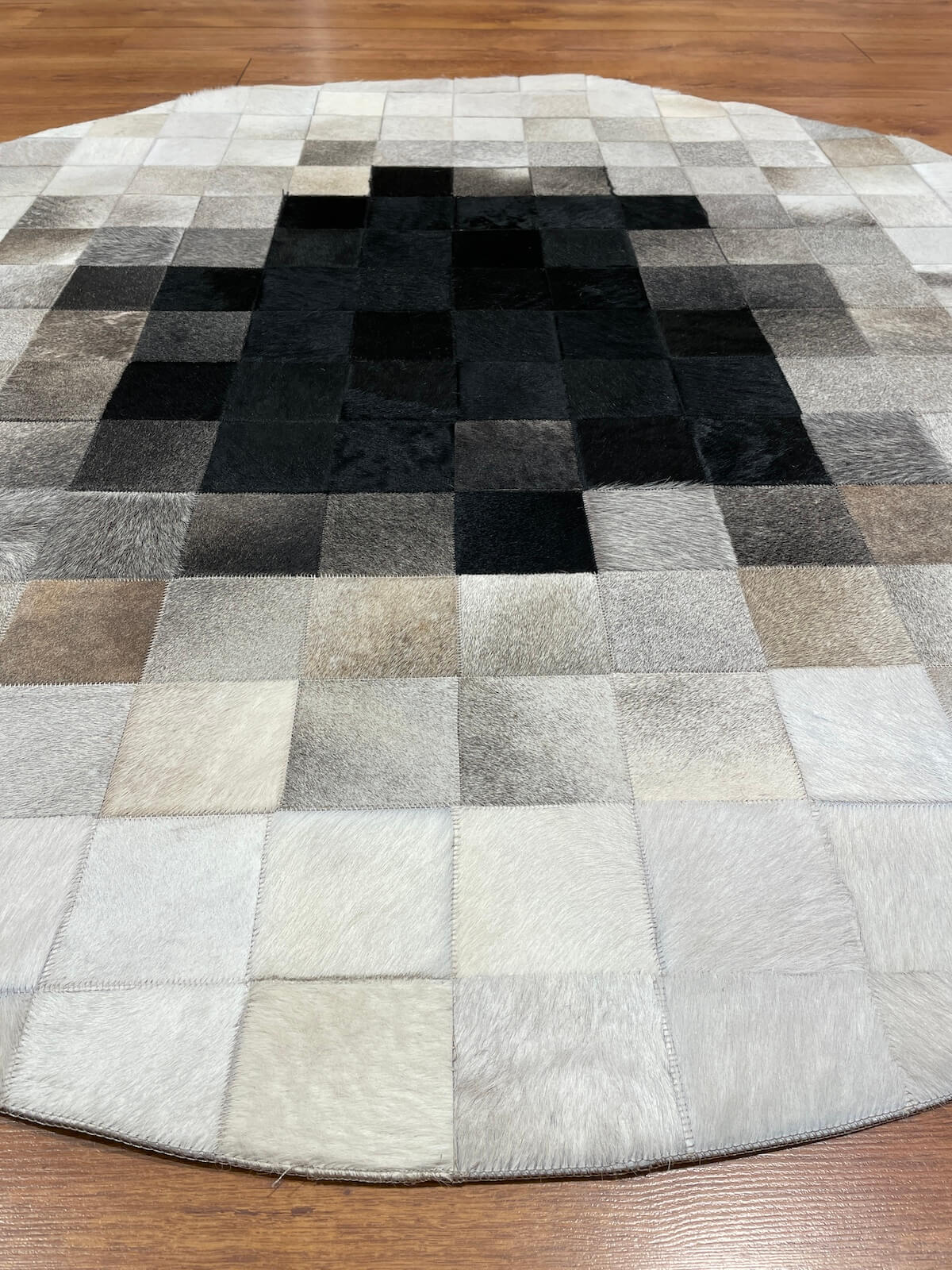 Patchwork Yuvarlak Orijinal Deri Halı