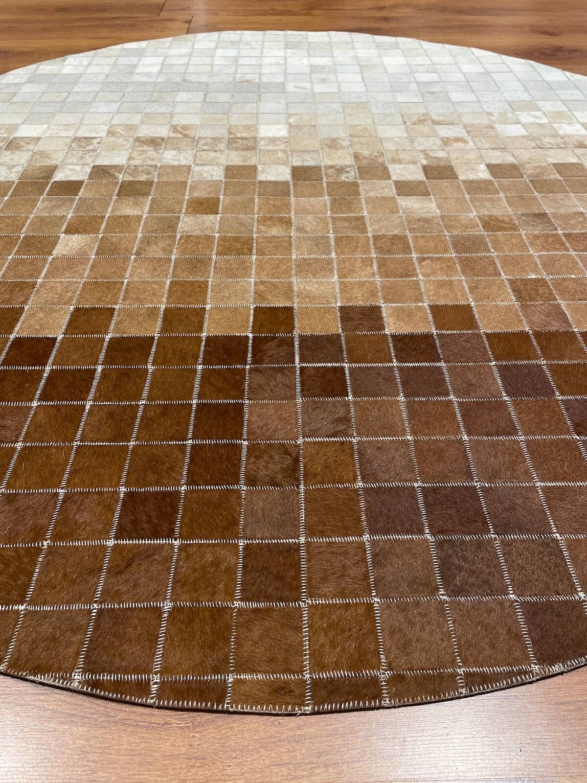 Patchwork Yuvarlak Orijinal Deri Halı