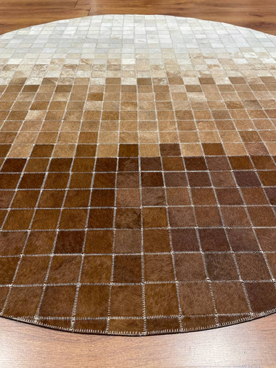 Patchwork Yuvarlak Orijinal Deri Halı