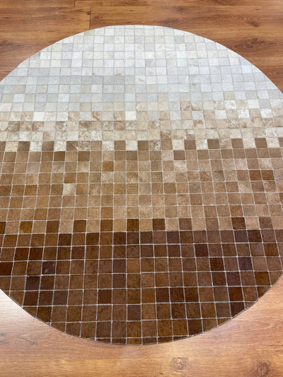 Patchwork Yuvarlak Orijinal Deri Halı