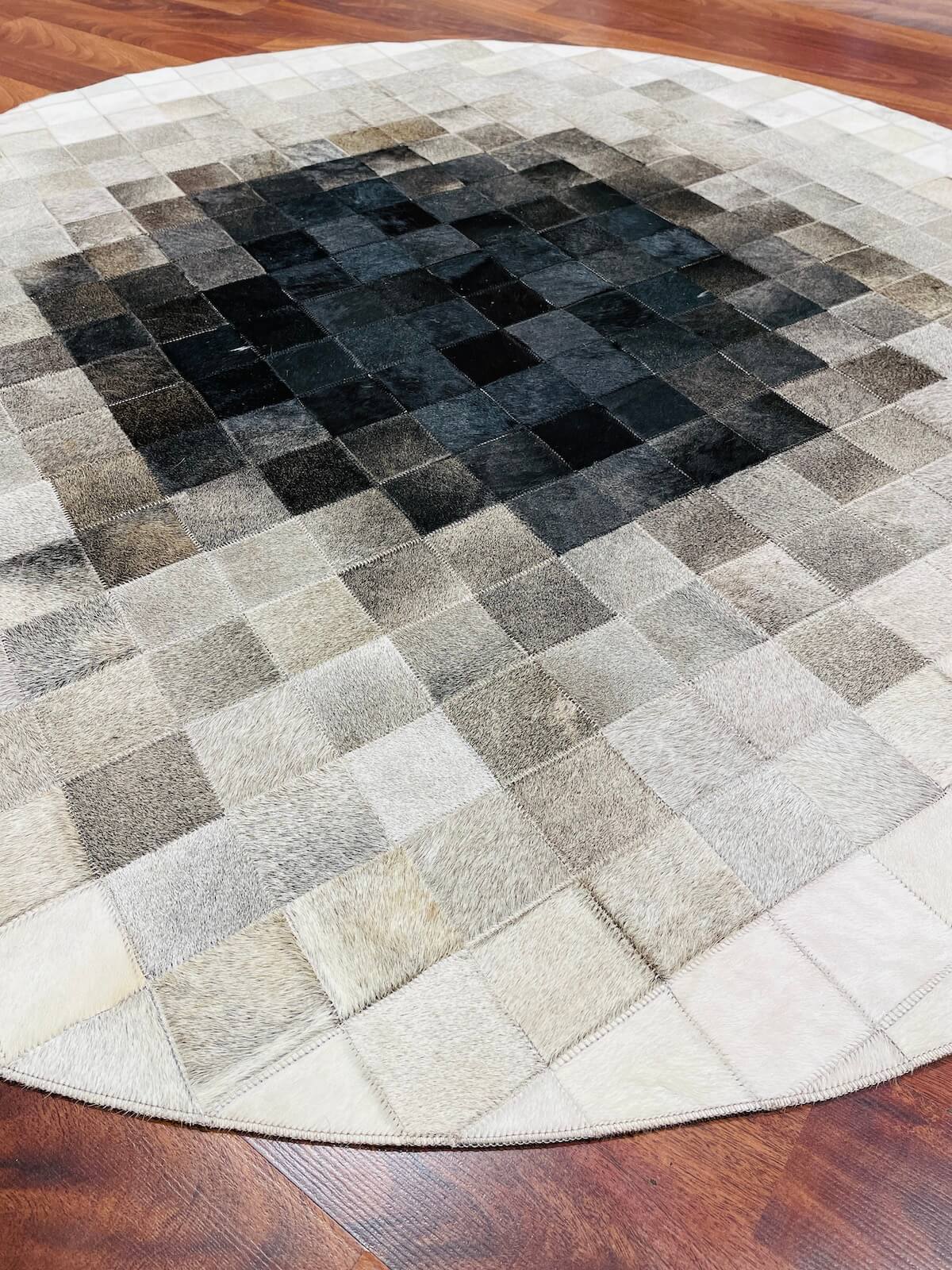 Patchwork Yuvarlak Orijinal Deri Halı