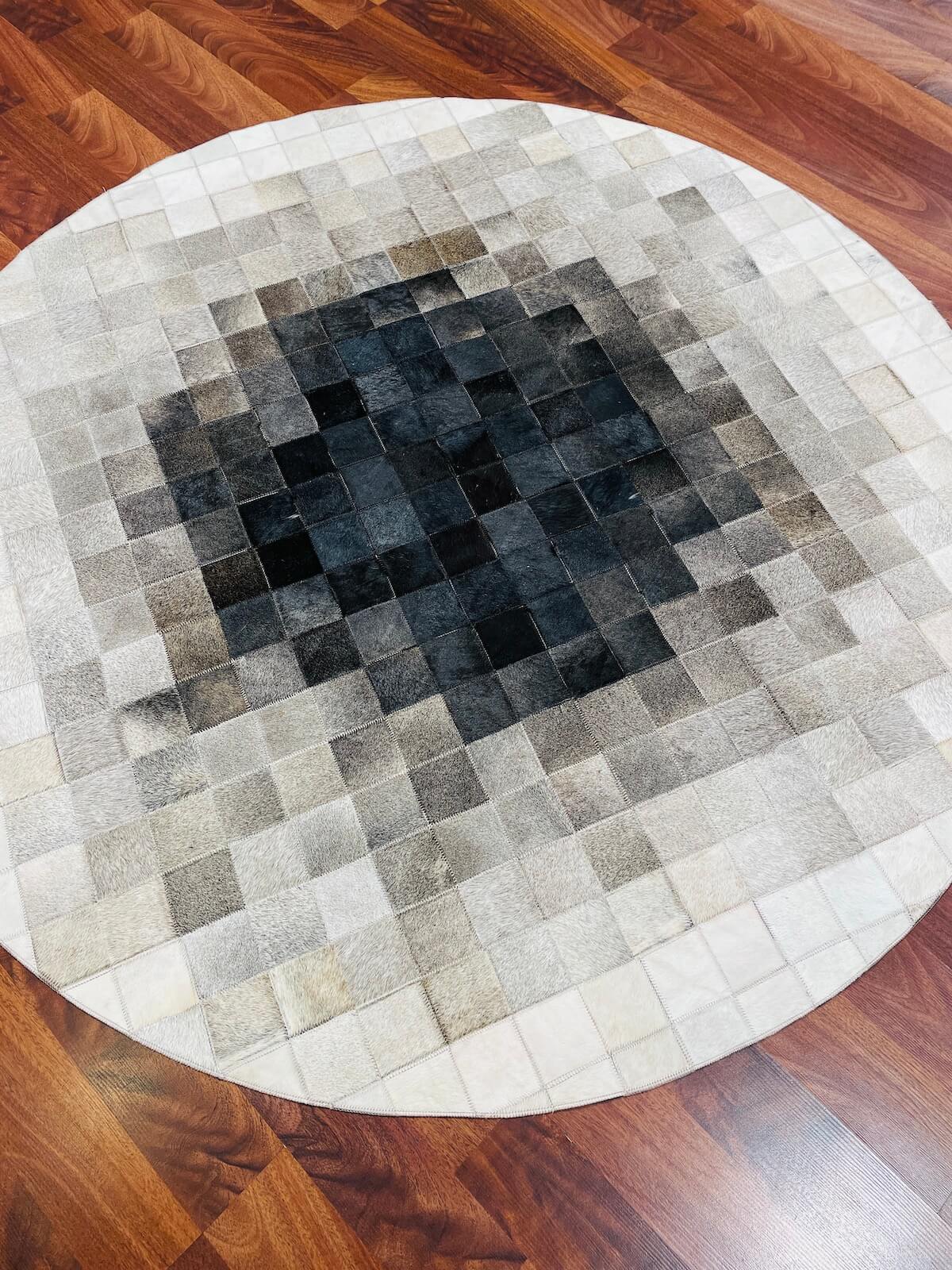 Patchwork Yuvarlak Orijinal Deri Halı