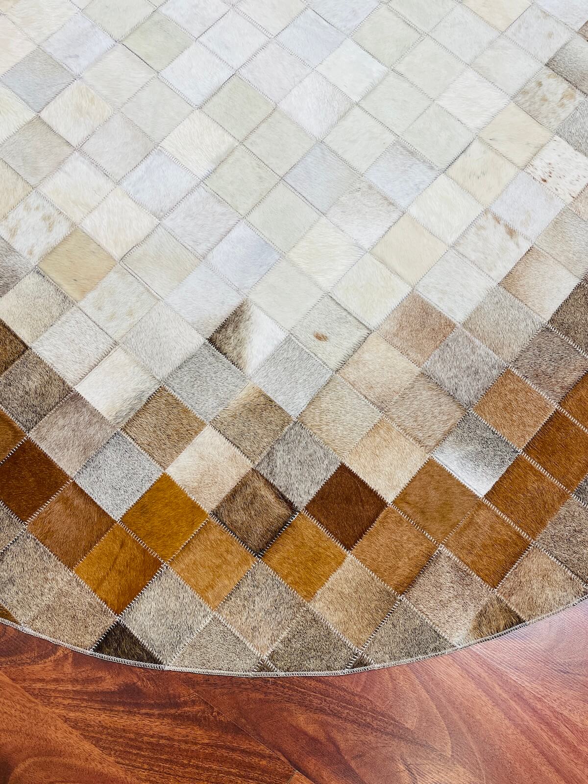 Patchwork Yuvarlak Orijinal Deri Halı