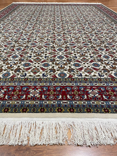 Hereke Lale Desenli Krem El Dokuma Halı