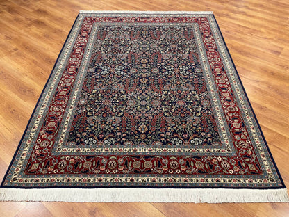 Hereke Yedidağın Çiçeği Lacivert El Dokuma Halı