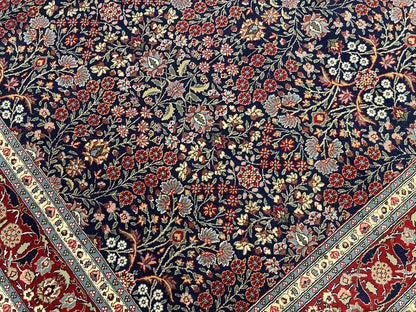 Hereke Yedidağın Çiçeği Lacivert El Dokuma Halı