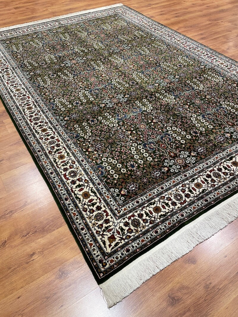 Hereke Yedidağın Çiçeği Yeşil El Dokuma Halı