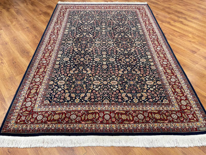 Hereke Yedidağın Çiçeği Lacivert El Dokuma Halı