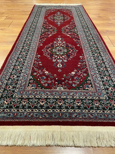 Hereke Madalyon Desenli Bordo El Dokuma Halı Yolluk