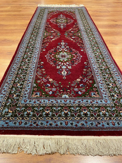Hereke Madalyon Desenli Bordo El Dokuma Halı Yolluk