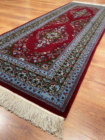 Hereke Madalyon Desenli Bordo El Dokuma Halı Yolluk