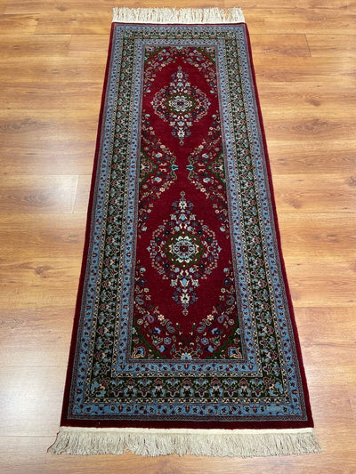 Hereke Madalyon Desenli Bordo El Dokuma Halı Yolluk