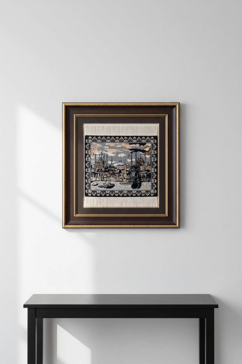 İstanbul Temalı Tablo Bambu Halı