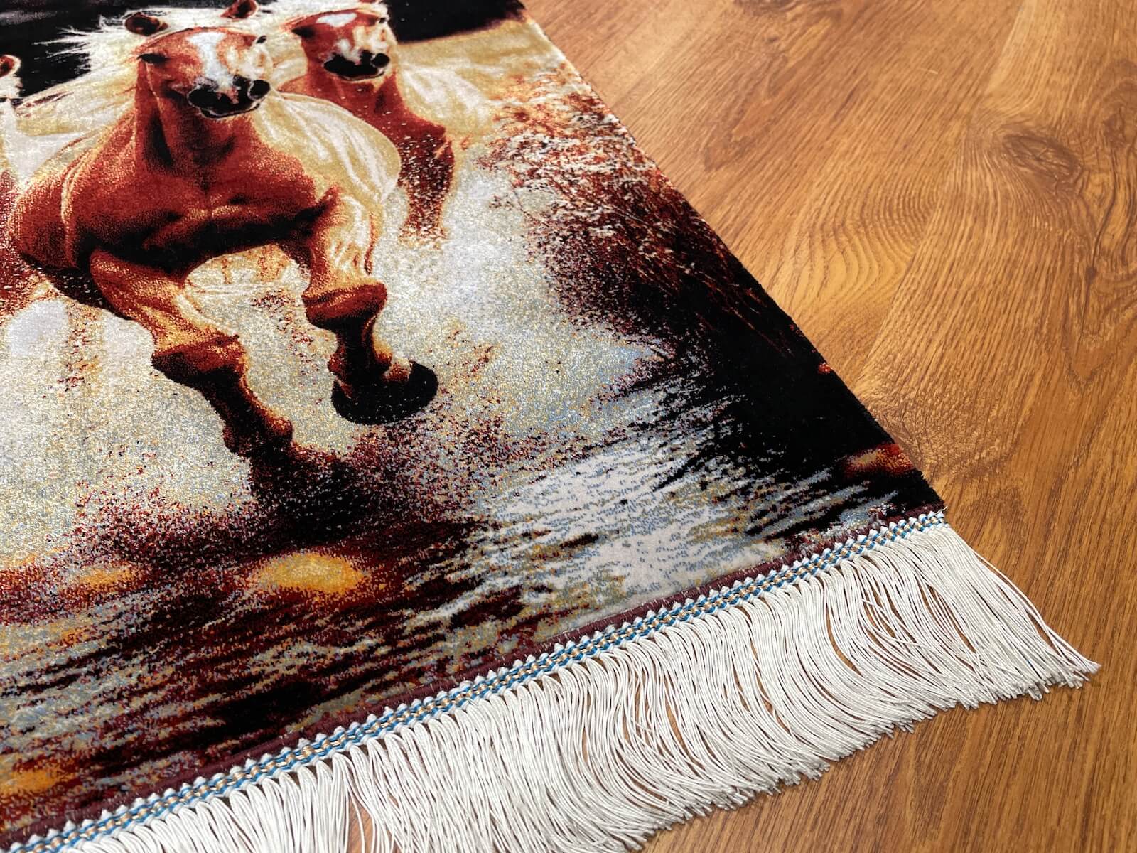 Koşan At Desenli Tablo Bambu Halı