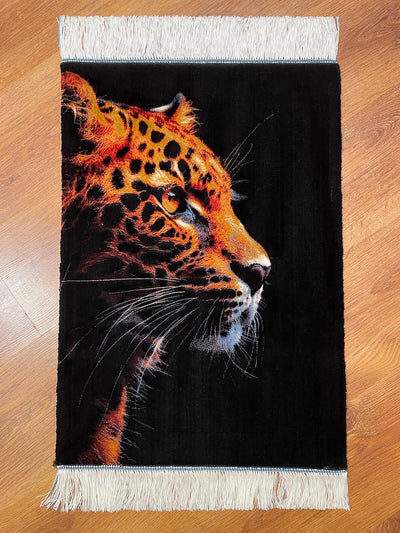 Leopar Desenli Tablo Bambu Halı