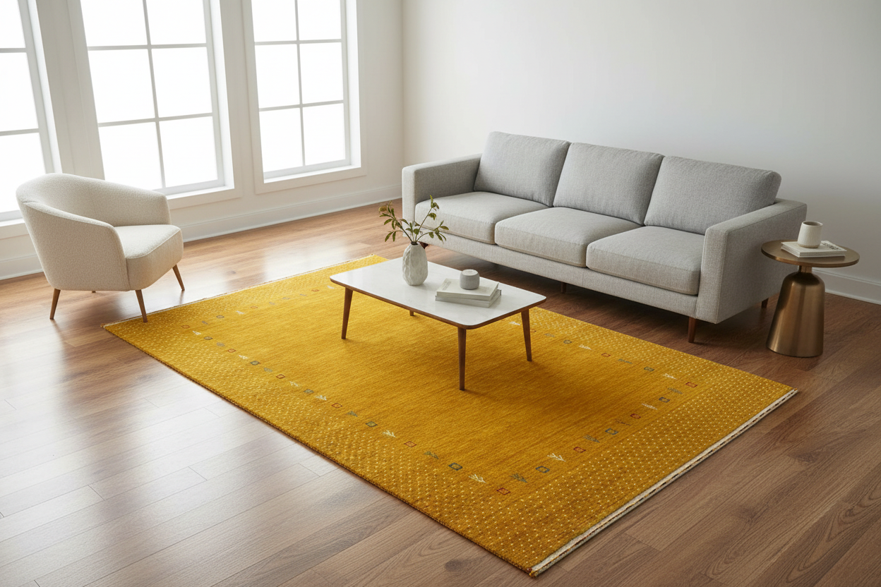 Lori El Dokuma Sarı Yün Halı