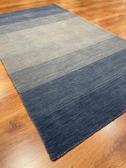 Lori El Dokuma Krem Mavi Yün Halı