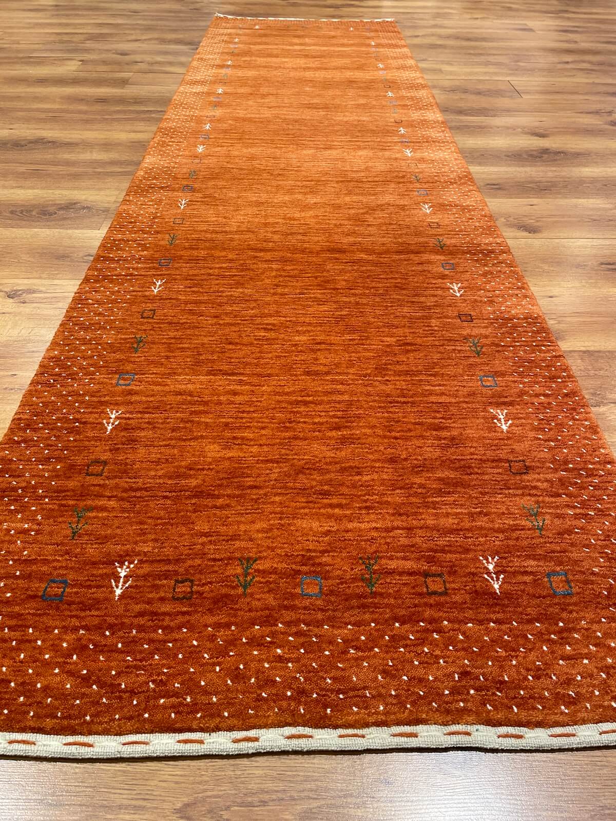 Lori El Dokuma Turuncu Yün Halı Yolluk