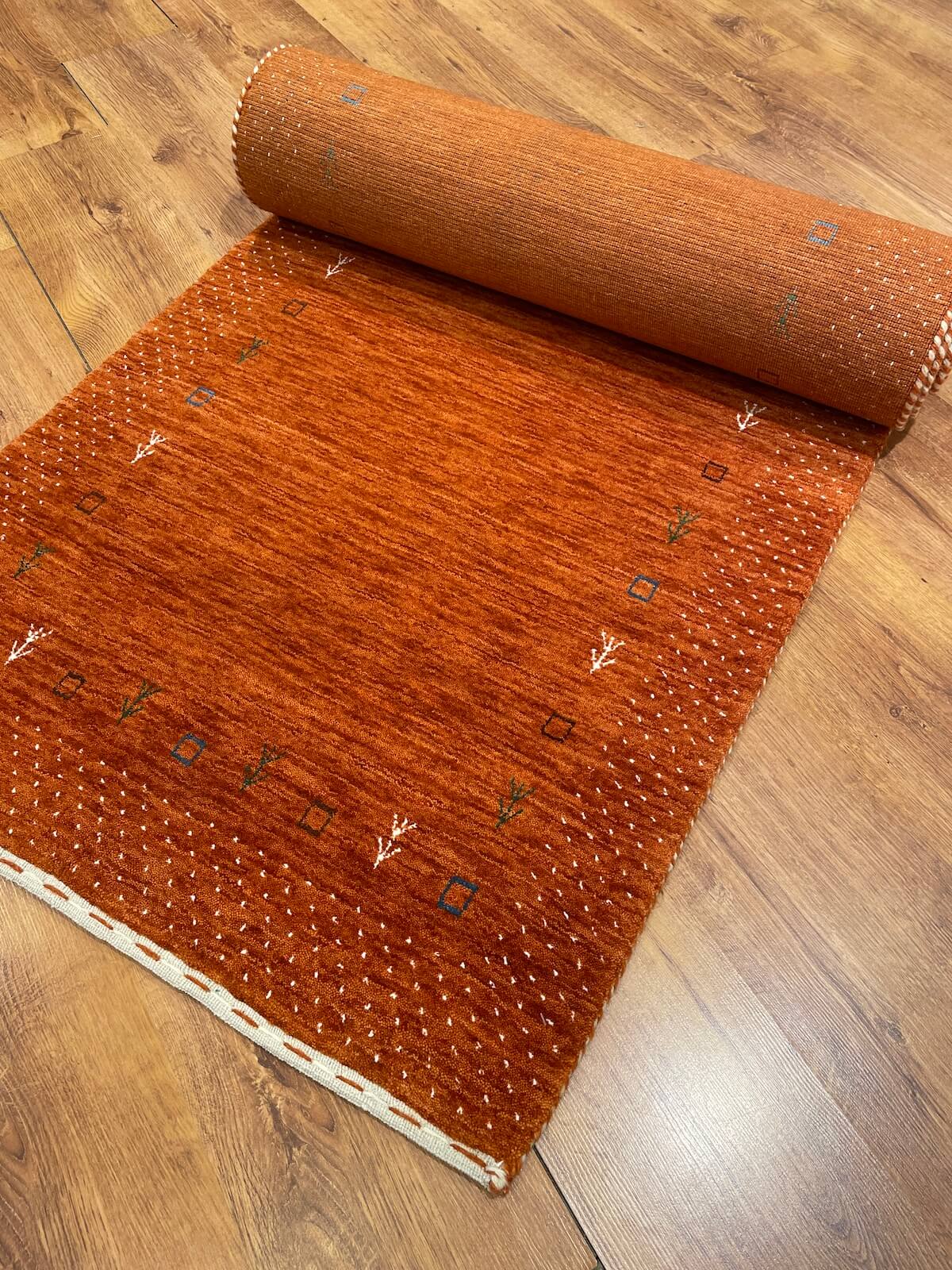 Lori El Dokuma Turuncu Yün Halı Yolluk