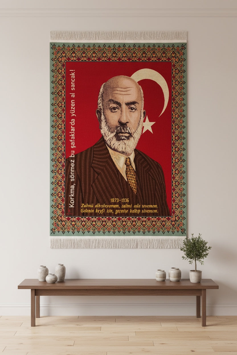 Mehmet Akif Ersoy El Dokuma Tablo Halı