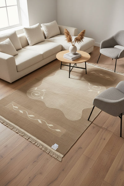 Modern Pastel El Dokuma Kilim