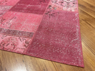 Patchwork Pembe El Dokuma Halı