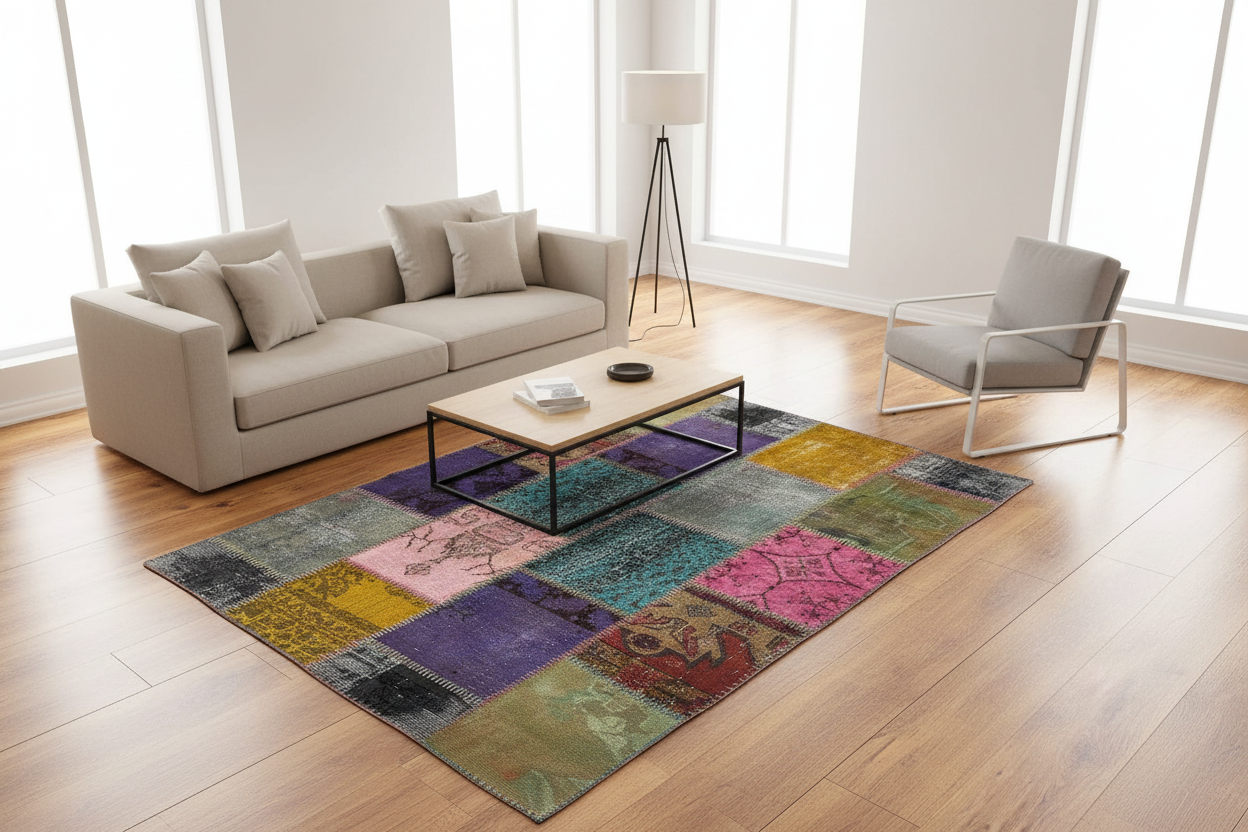 Patchwork Rengarenk El Dokuma Halı