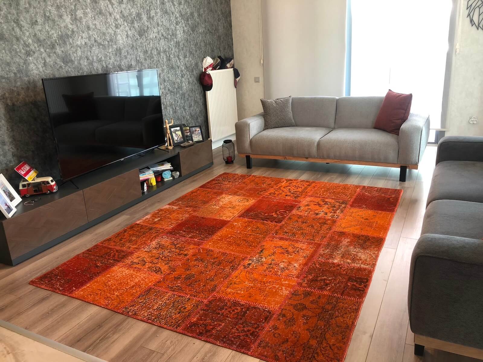 Patchwork Turuncu El Dokuma Halı