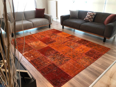 Patchwork Turuncu El Dokuma Halı