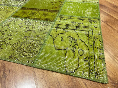 Patchwork Yeşil El Dokuma Halı