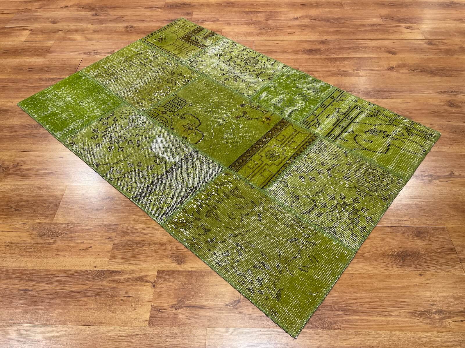 Patchwork Yeşil El Dokuma Halı