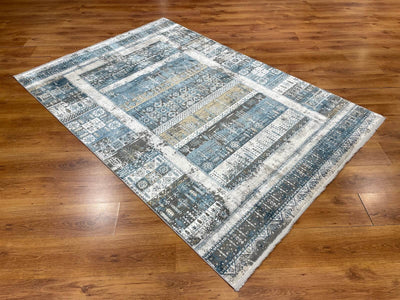 Quality Carpet Bambu Halı Tribal Mavi