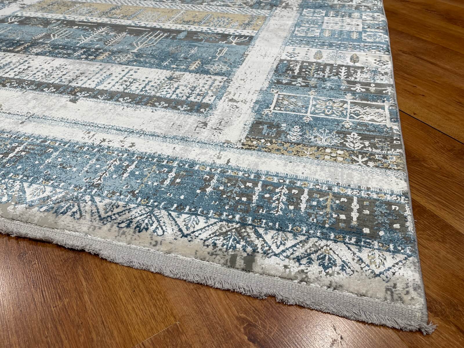 Quality Carpet Bambu Halı Tribal Mavi