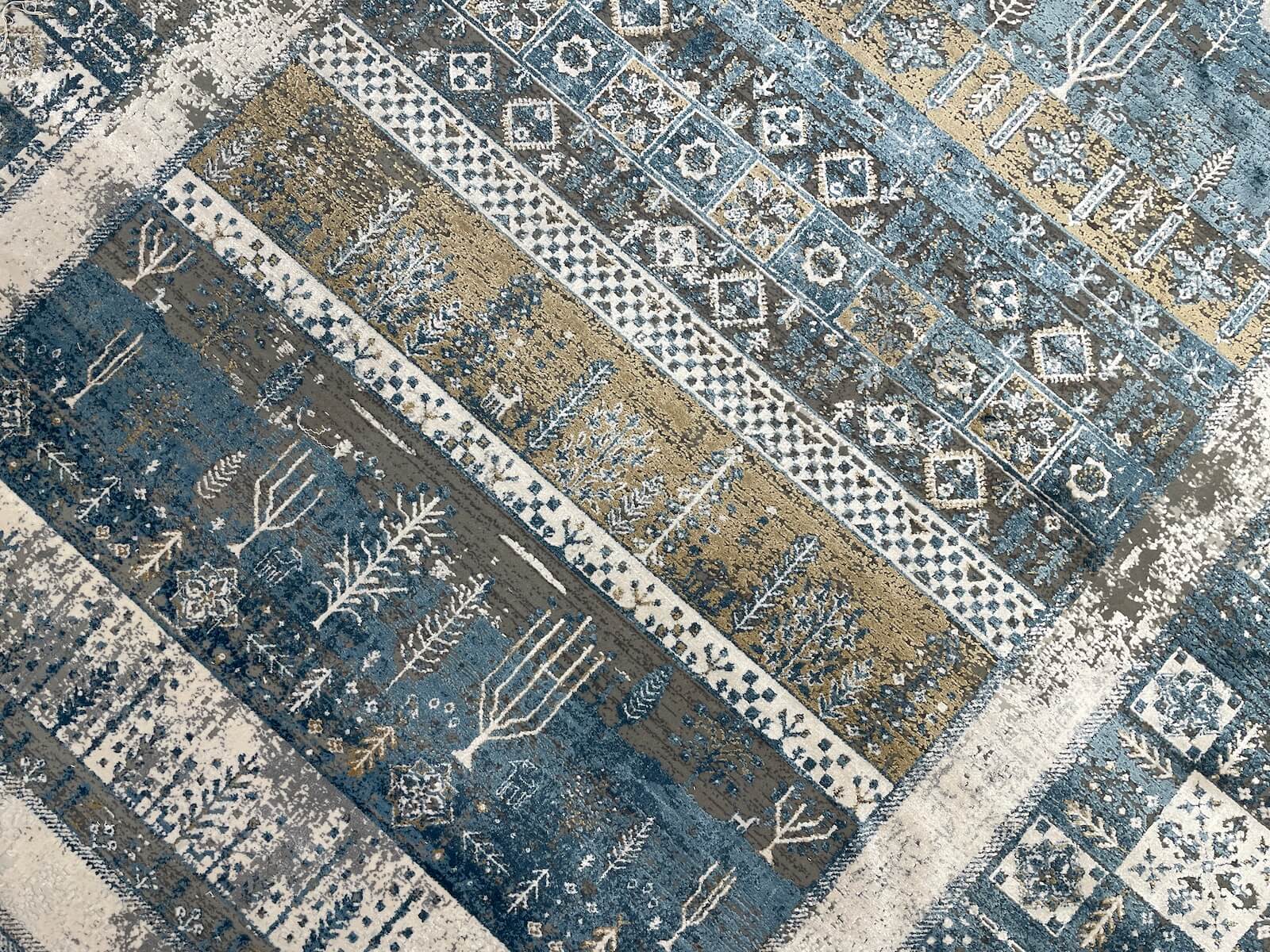 Quality Carpet Bambu Halı Tribal Mavi