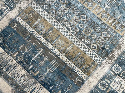 Quality Carpet Bambu Halı Tribal Mavi