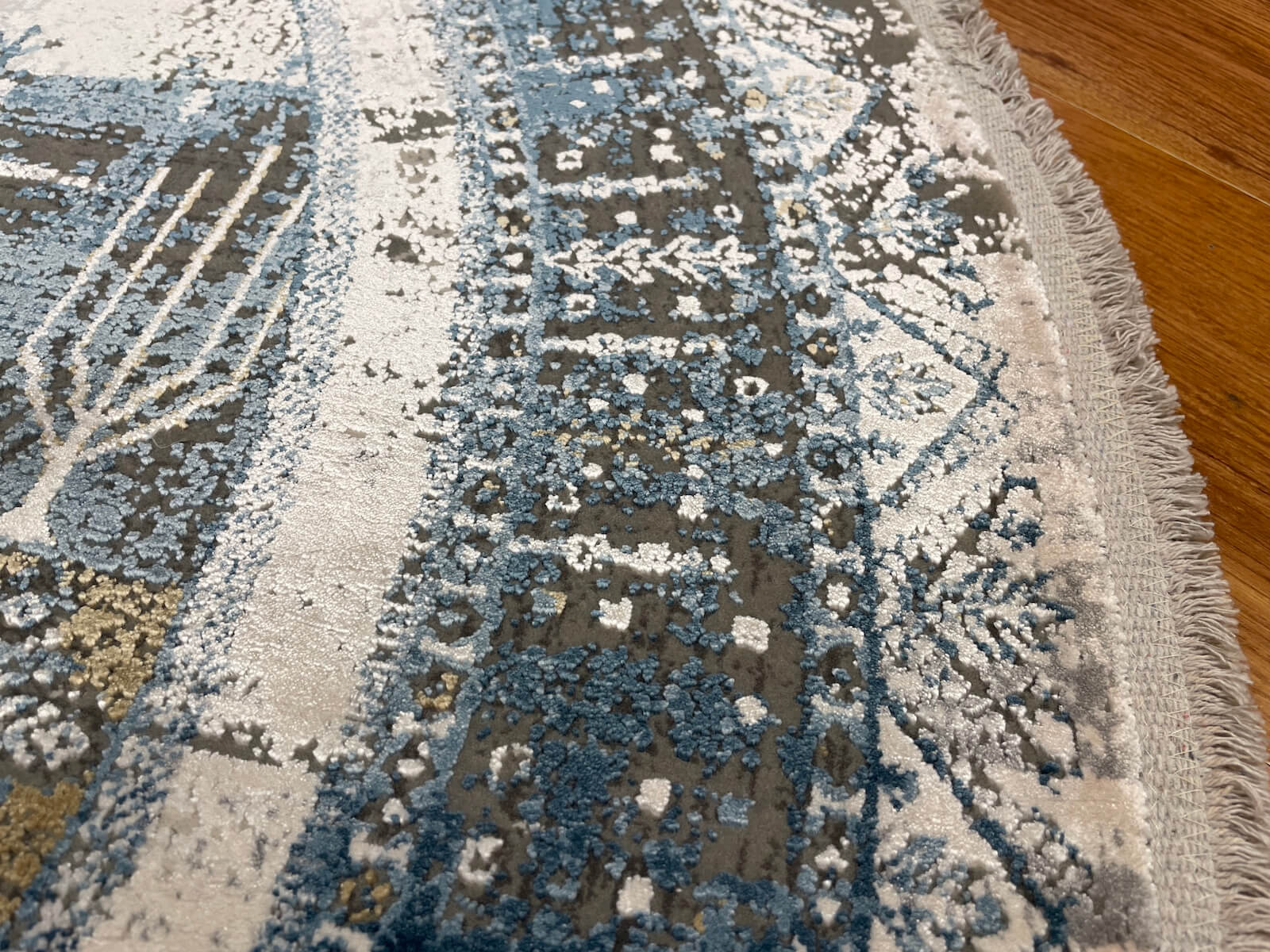 Quality Carpet Bambu Halı Yuvarlak Tribal Mavi