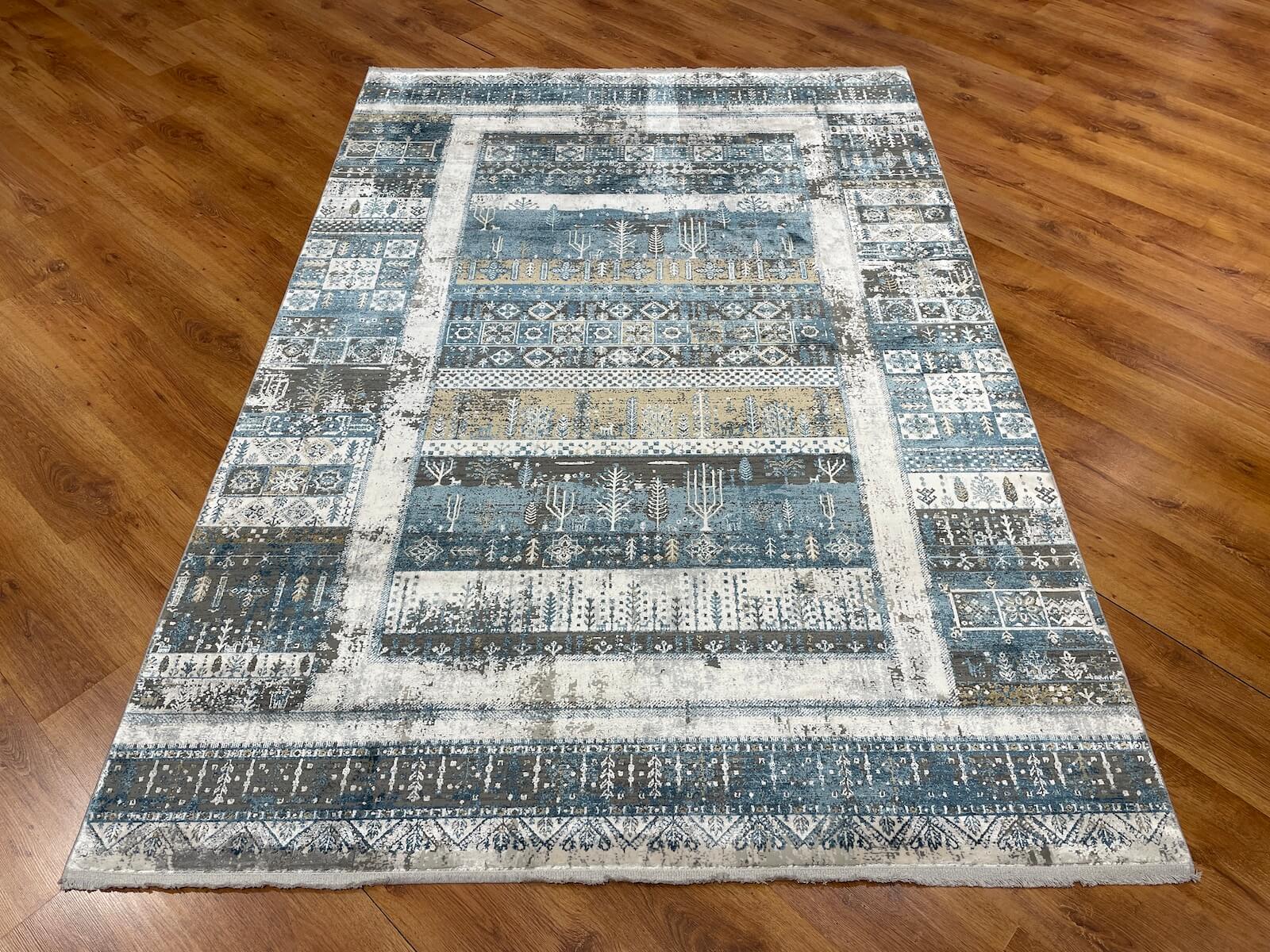 Quality Carpet Bambu Halı Tribal Mavi