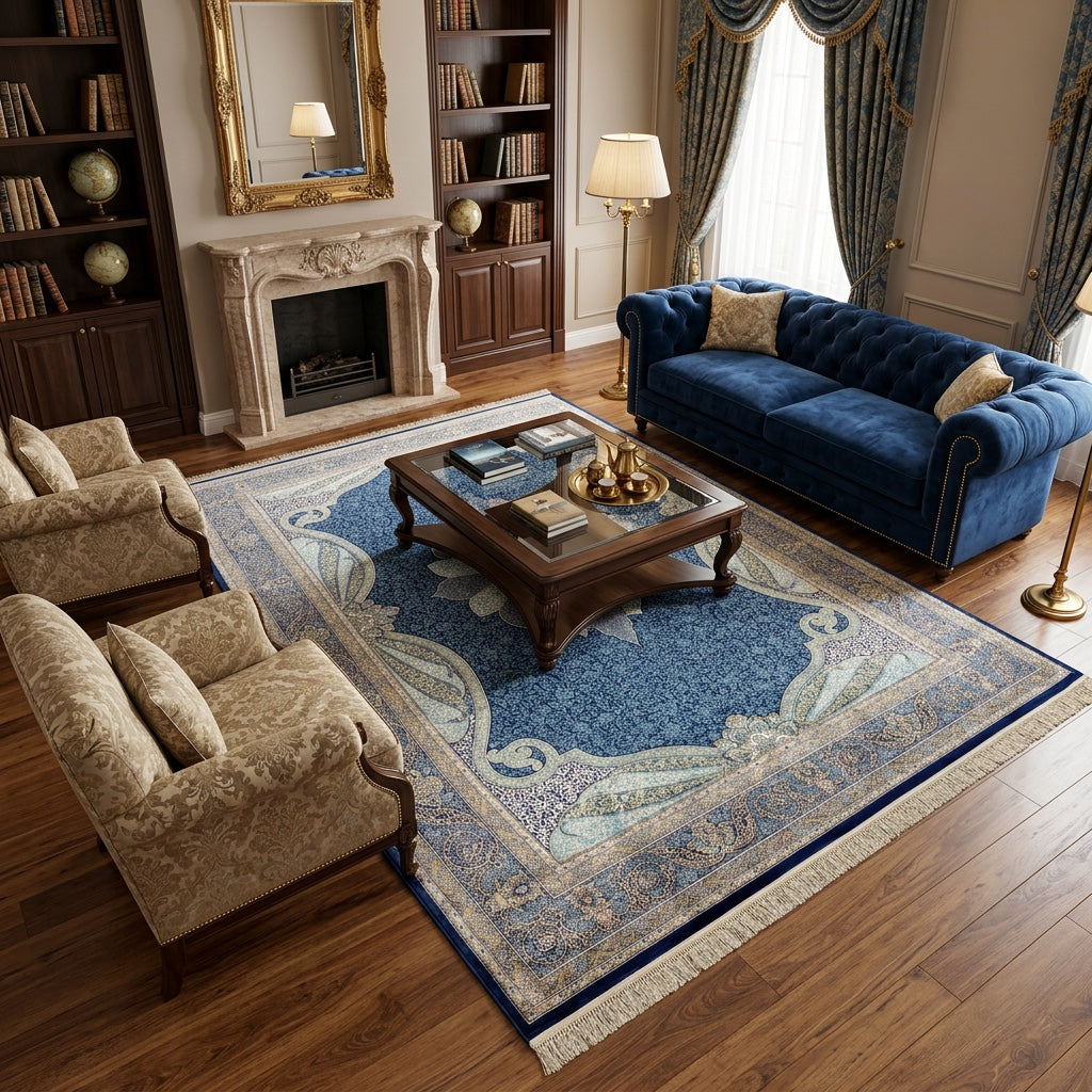 Quality Carpet Bambu Halı 40014B Navy