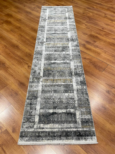 Quality Carpet Bambu Halı Yolluk Tribal Gri