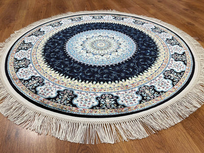 Quality Carpet Bambu Halı Yuvarlak 39867F Navy